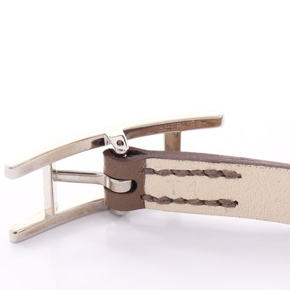 ビーアピ ドゥブルトゥール リバーシブル ブレスレット レザー グレーブラウン エルメス アクセサリー HERMES