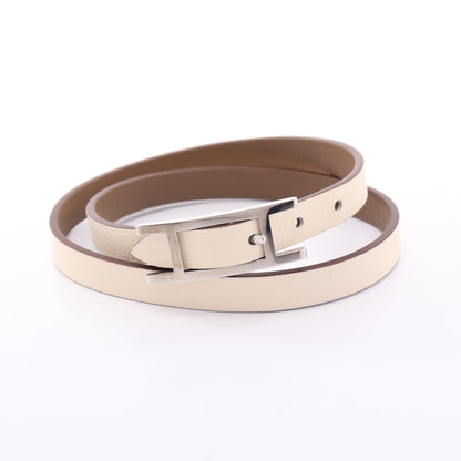 ビーアピ ドゥブルトゥール リバーシブル ブレスレット レザー グレーブラウン エルメス アクセサリー HERMES