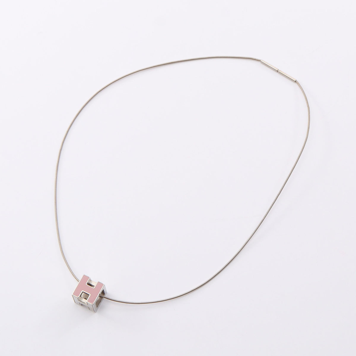 カージュドアッシュ Hキューブ ネックレス シルバー ピンク エルメス アクセサリー HERMES