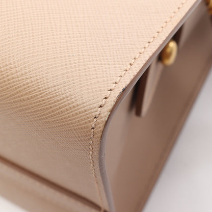 エスプラナード SAFFIANO + CITY C 2WAY ハンドバッグ レザー ベージュ プラダ