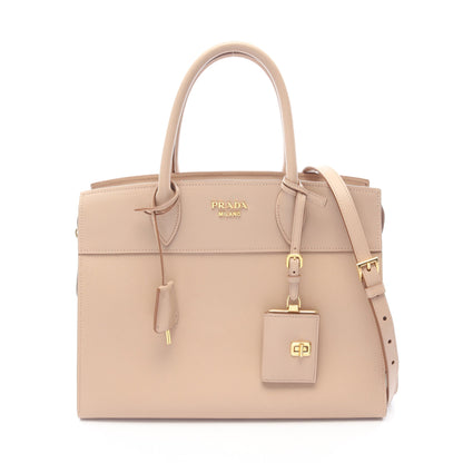 エスプラナード SAFFIANO + CITY C 2WAY ハンドバッグ レザー ベージュ プラダ
