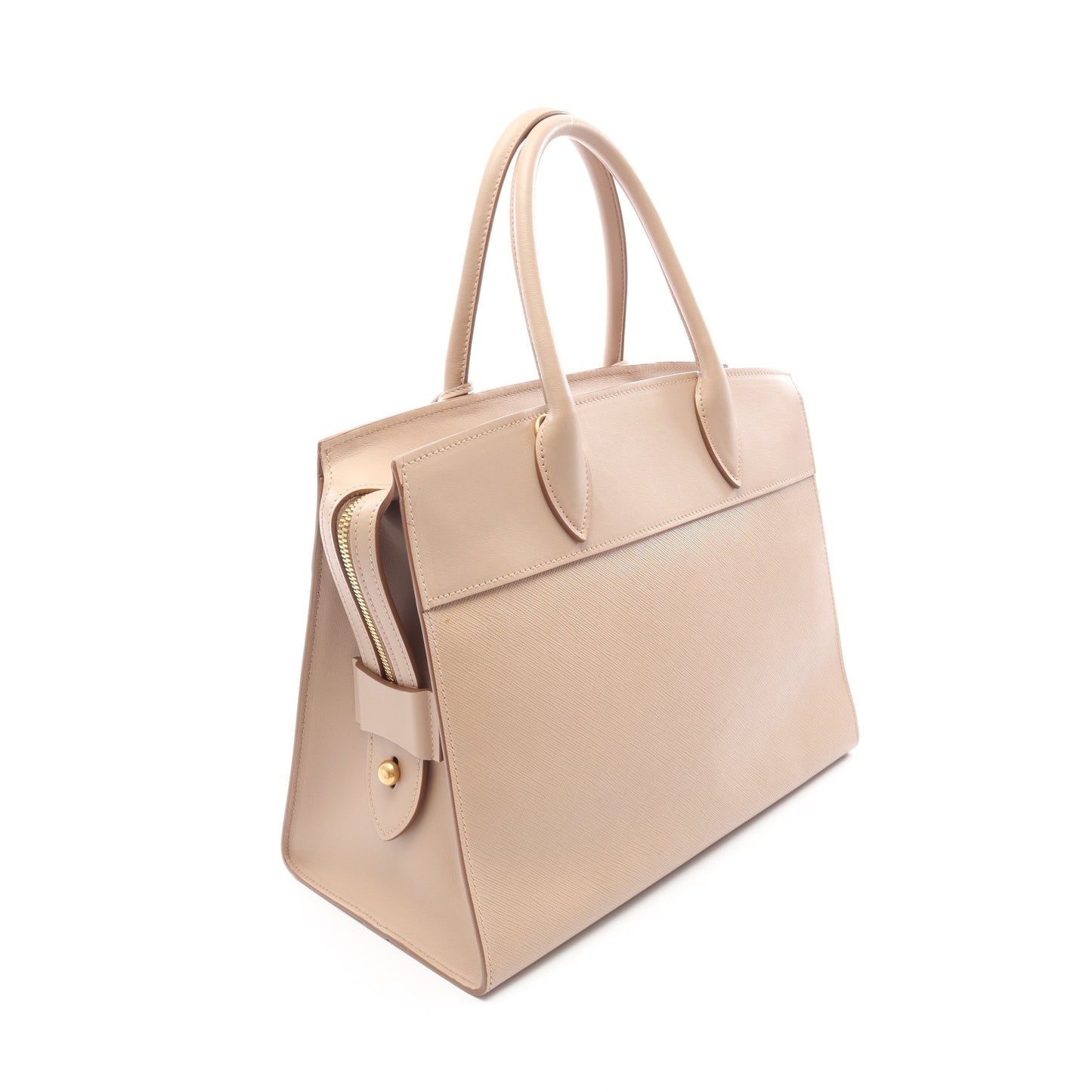 エスプラナード SAFFIANO + CITY C 2WAY ハンドバッグ レザー ベージュ プラダ