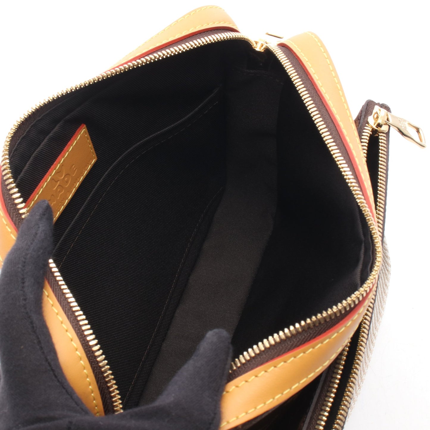 LOUIS VUITTON × NIGO トリオ メッセンジャー モノグラムストライプ LVスクエアード ショルダーバッグ PVC レザー ブラウン ルイヴィトン
