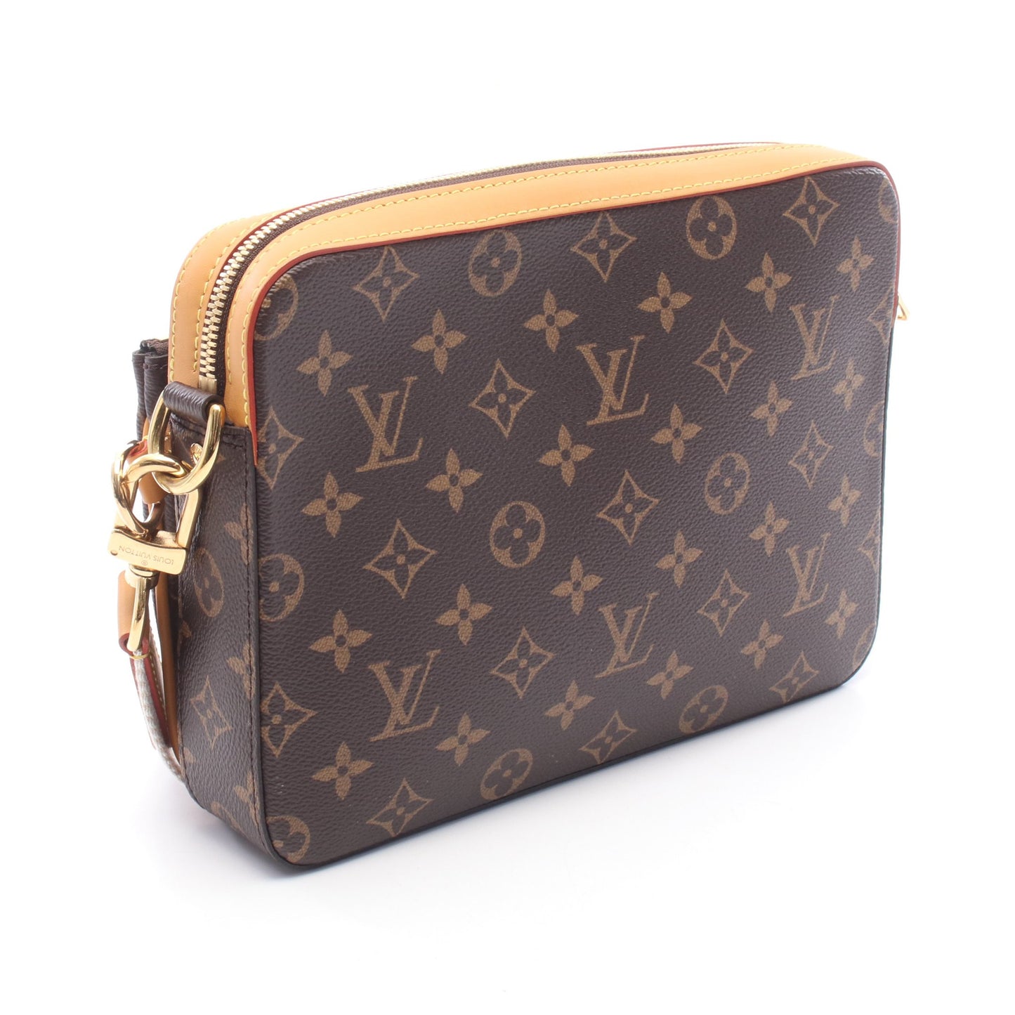 LOUIS VUITTON × NIGO トリオ メッセンジャー モノグラムストライプ LVスクエアード ショルダーバッグ PVC レザー ブラウン ルイヴィトン