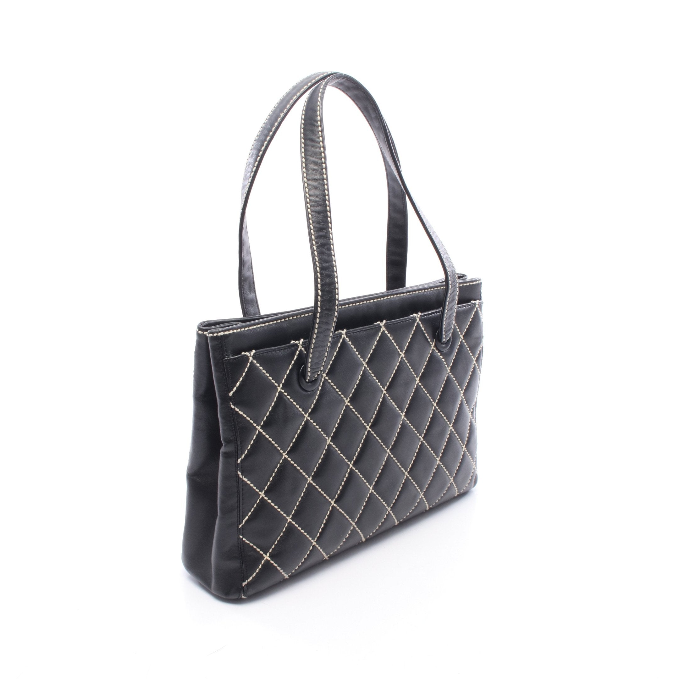 CHANEL ブラック ワイルドステッチ　バッグ ワイルドステッチ ハンドバッグ トートバッグ レザー ブラック