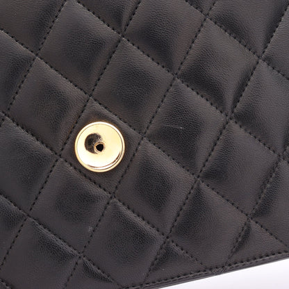 マトラッセ プッシュロック チェーンショルダーバッグ ラムスキン ブラック ゴールド金具 シャネル