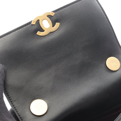 マトラッセ 2WAY チェーンショルダーバッグ レザー ブラック ゴールド金具 シャネル