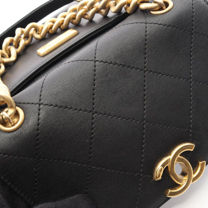 マトラッセ 2WAY チェーンショルダーバッグ レザー ブラック ゴールド金具 シャネル