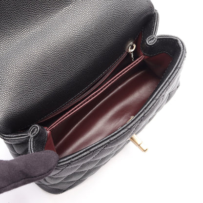 ココハンドルXXS トップハンドル 2WAY ハンドバッグ キャビアスキン ブラック ゴールド金具 シャネル
