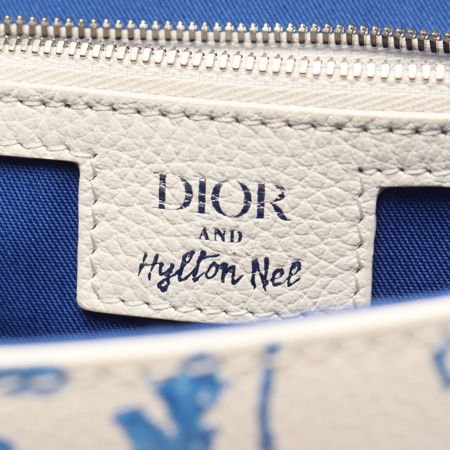 Christian Dior × HYLTON NEL ショルダーバッグ レザー ホワイト ブルー クリスチャンディオール