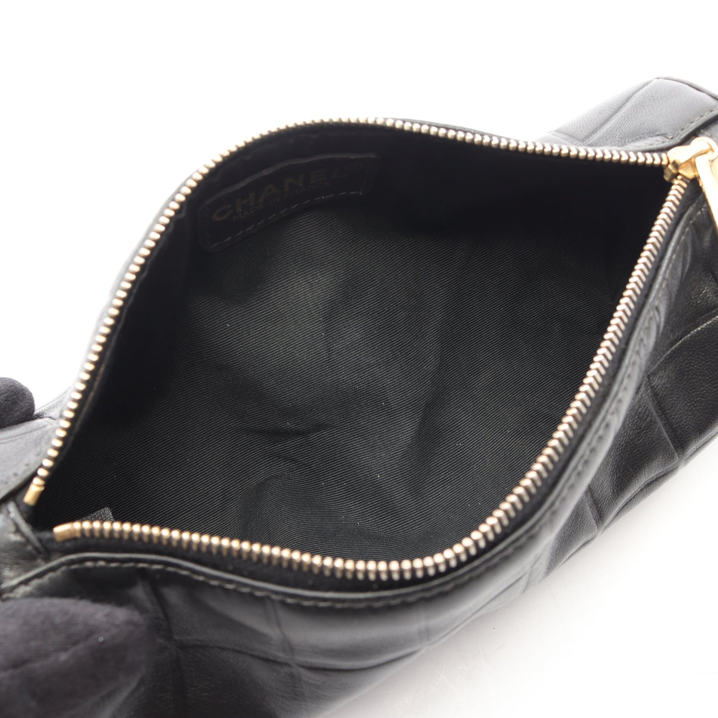 チョコバー ポーチ ラムスキン ブラック ゴールド金具 シャネル 財布・小物 CHANEL