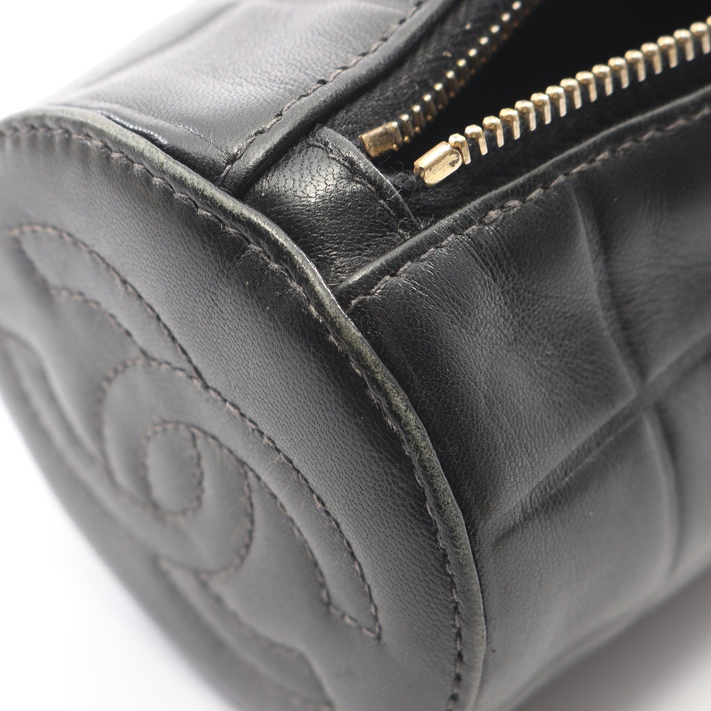 チョコバー ポーチ ラムスキン ブラック ゴールド金具 シャネル 財布・小物 CHANEL