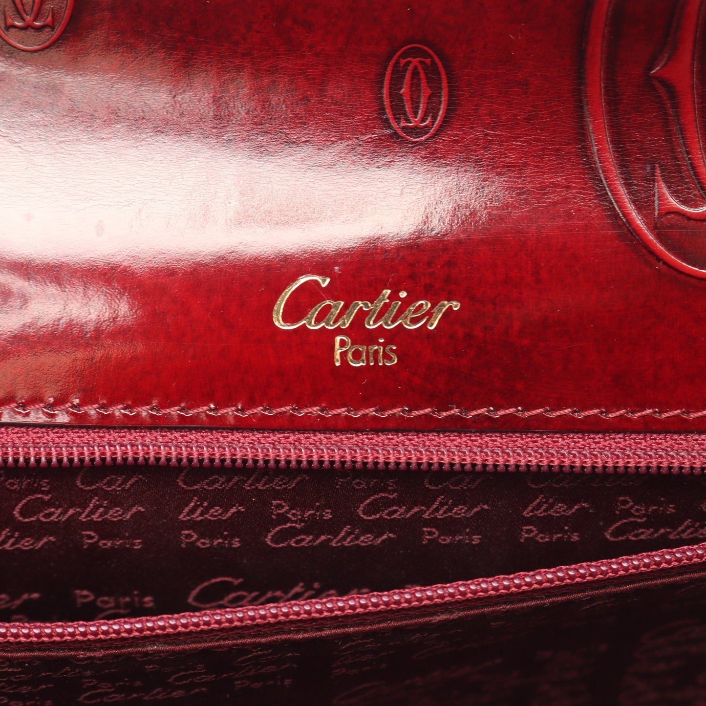 ハッピーバースデー ハンドバッグ レザー ボルドー カルティエ バッグ Cartier