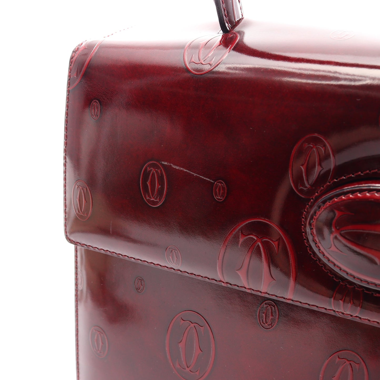 ハッピーバースデー ハンドバッグ レザー ボルドー カルティエ バッグ Cartier