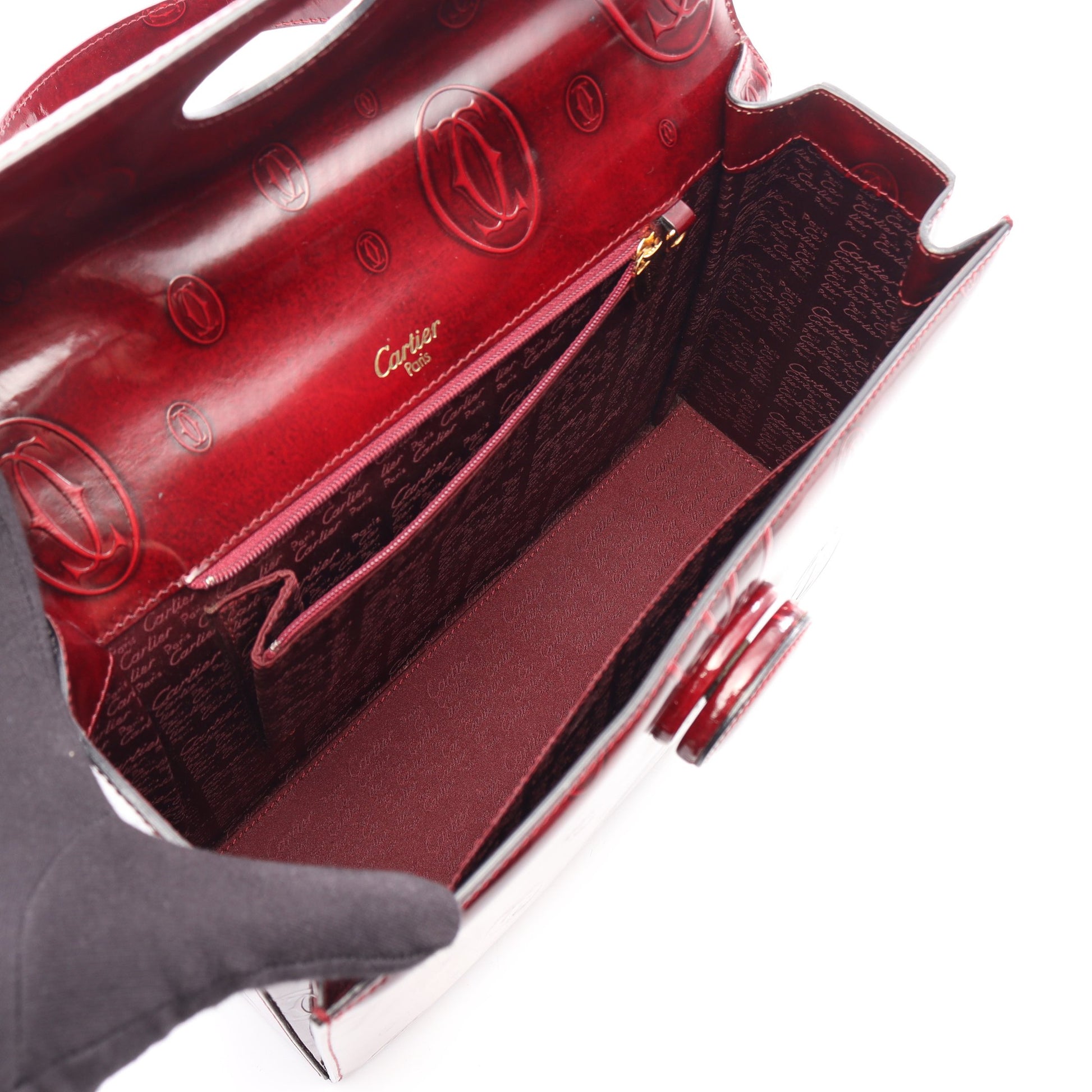 ハッピーバースデー ハンドバッグ レザー ボルドー カルティエ バッグ Cartier