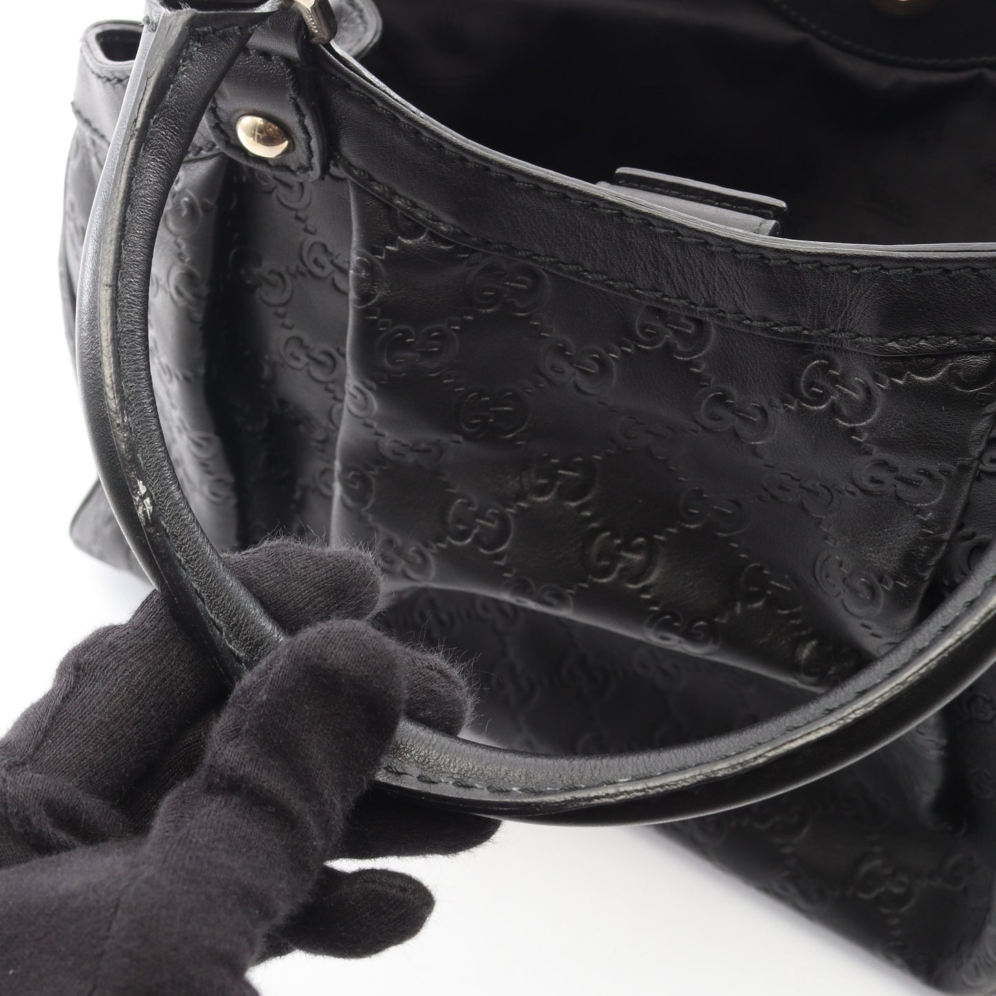 スーキー グッチシマ ハンドバッグ レザー ブラック グッチ