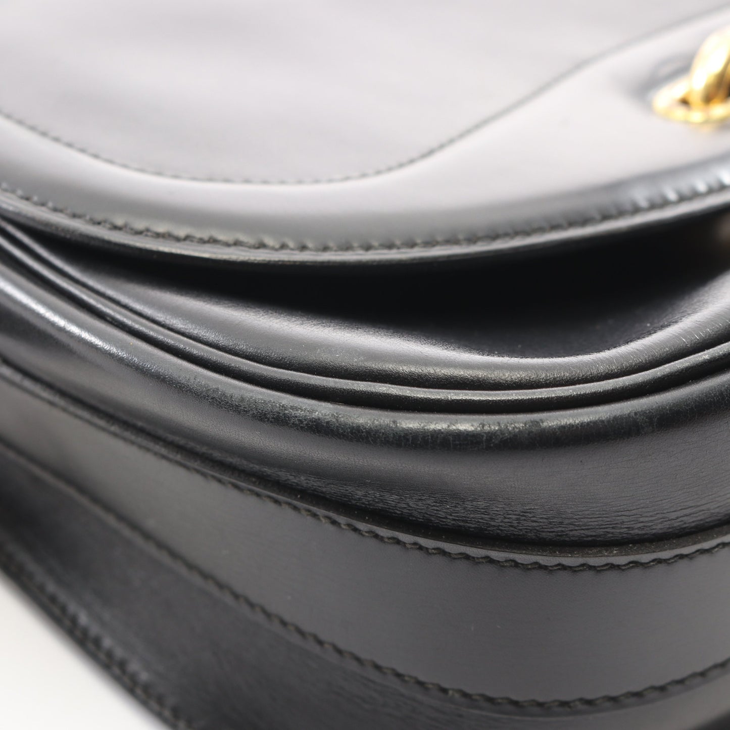 サック モト ハンドバッグ ボックスカーフ ブラック ゴールド金具 ○C刻印 エルメス