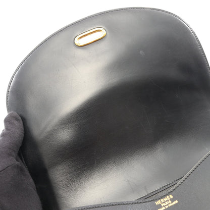サック モト ハンドバッグ ボックスカーフ ブラック ゴールド金具 ○C刻印 エルメス