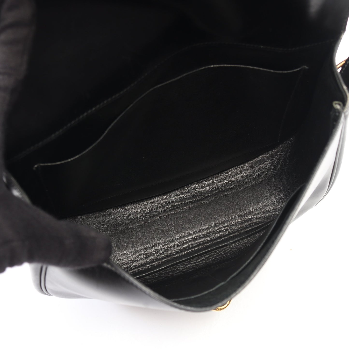 サック モト ハンドバッグ ボックスカーフ ブラック ゴールド金具 ○C刻印 エルメス