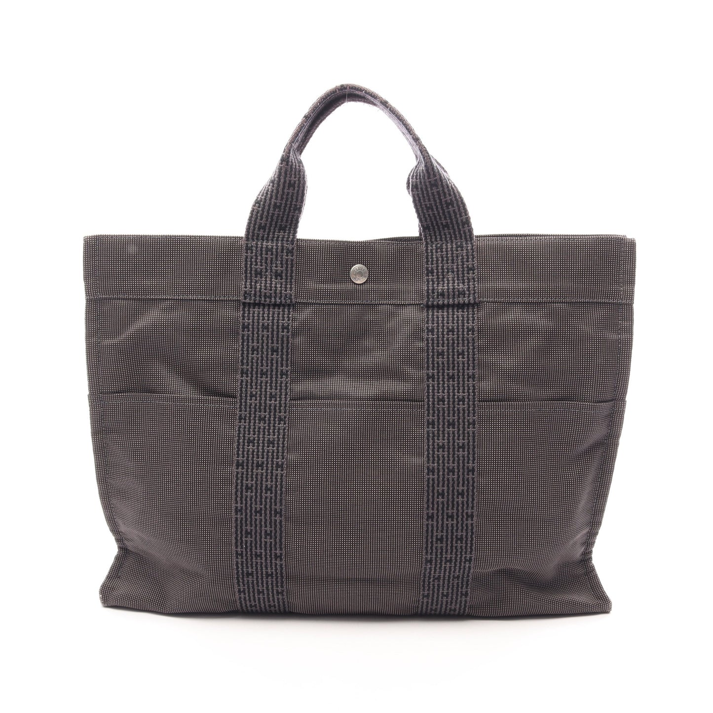 エールラインMM ハンドバッグ トートバッグ ナイロンキャンバス ダークグレー シルバー金具 エルメス バッグ HERMES