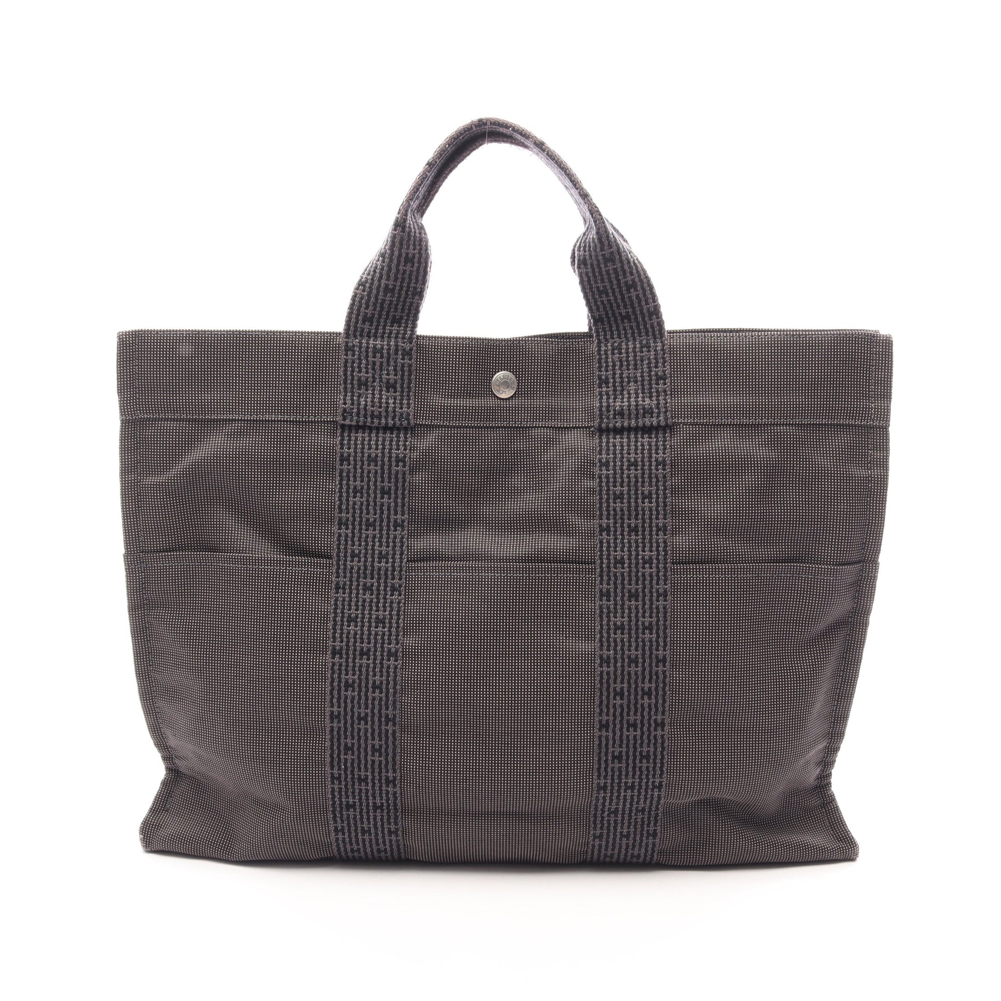 エールラインMM ハンドバッグ トートバッグ ナイロンキャンバス ダークグレー シルバー金具 エルメス バッグ HERMES