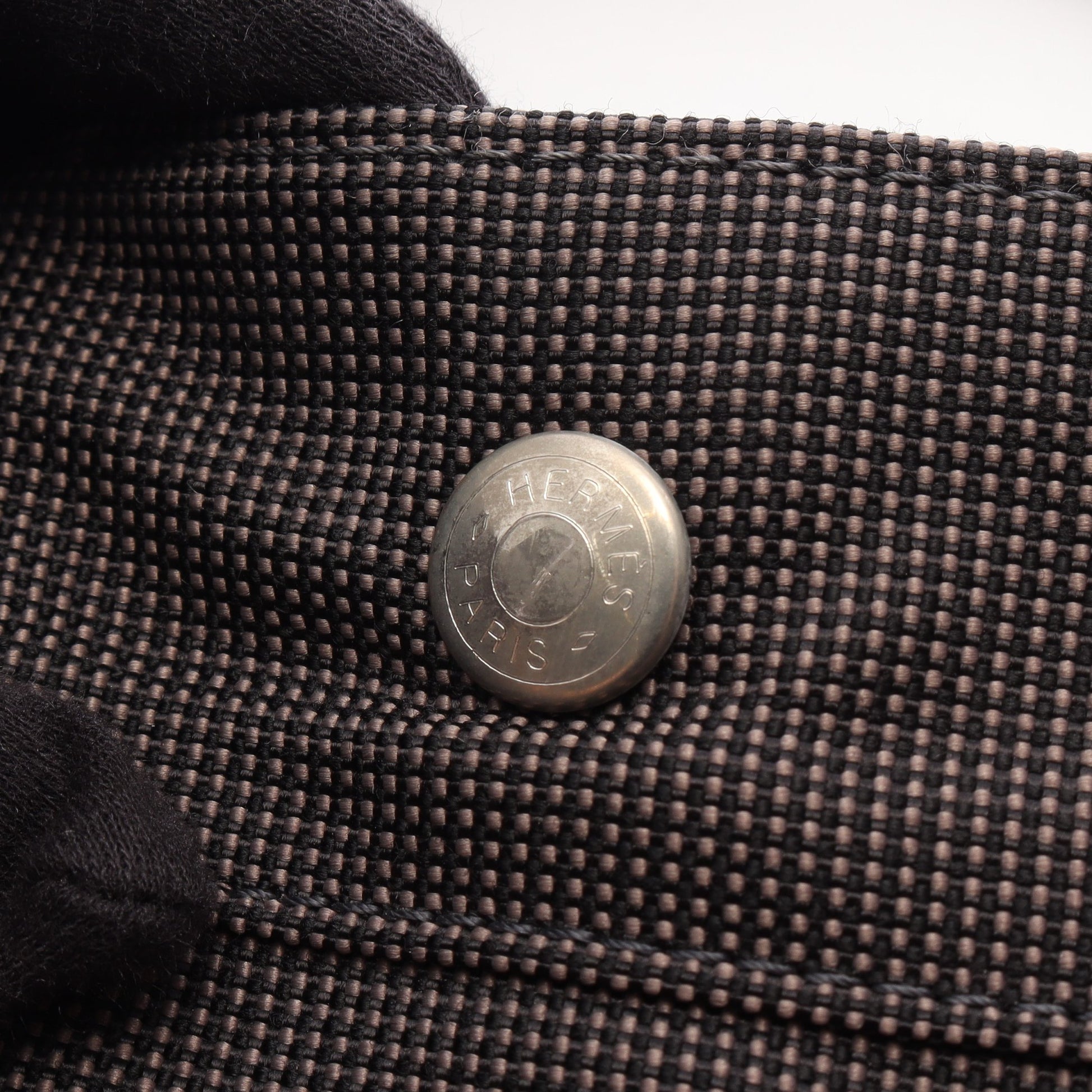 エールラインMM ハンドバッグ トートバッグ ナイロンキャンバス ダークグレー シルバー金具 エルメス バッグ HERMES