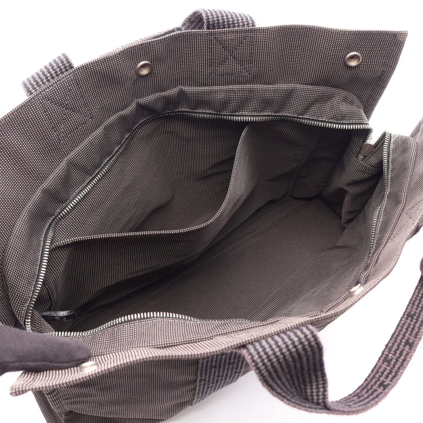 エールラインMM ハンドバッグ トートバッグ ナイロンキャンバス ダークグレー シルバー金具 エルメス バッグ HERMES
