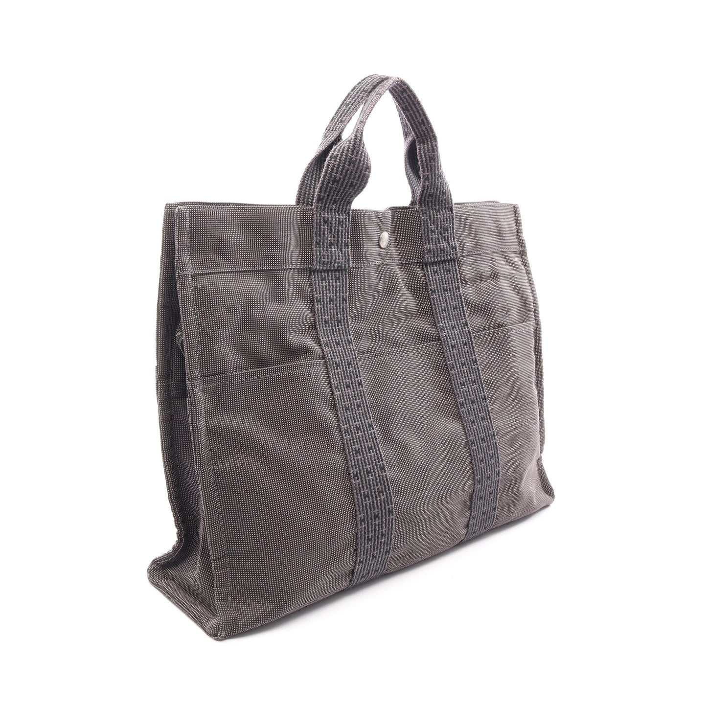 エールラインMM ハンドバッグ トートバッグ ナイロンキャンバス ダークグレー シルバー金具 エルメス バッグ HERMES