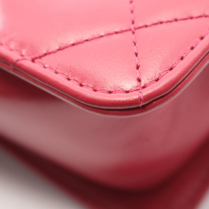 マトラッセ スモールフラップ チェーンショルダーバッグ レザー ピンク ゴールド金具 シャネル