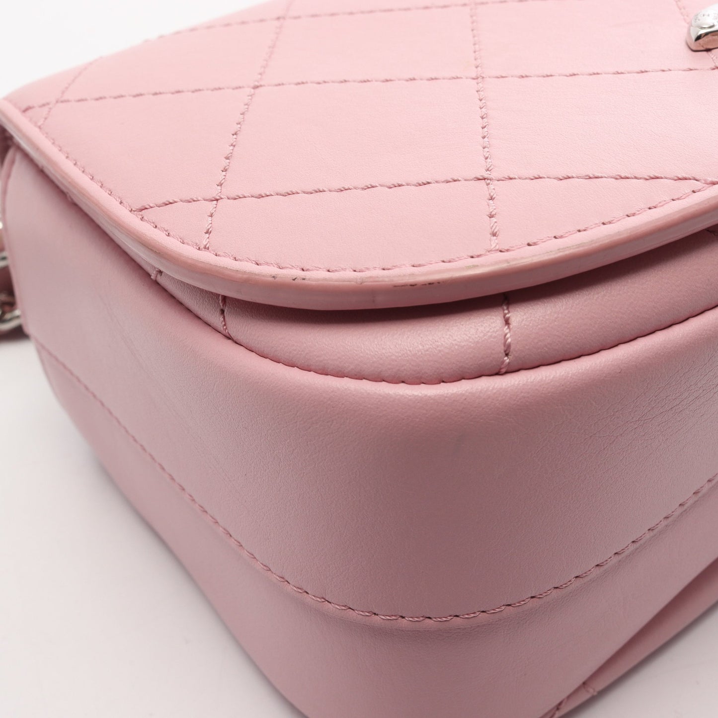 マトラッセ トップハンドル 2WAY チェーンショルダーバッグ レザー ピンク シルバー金具 シャネル
