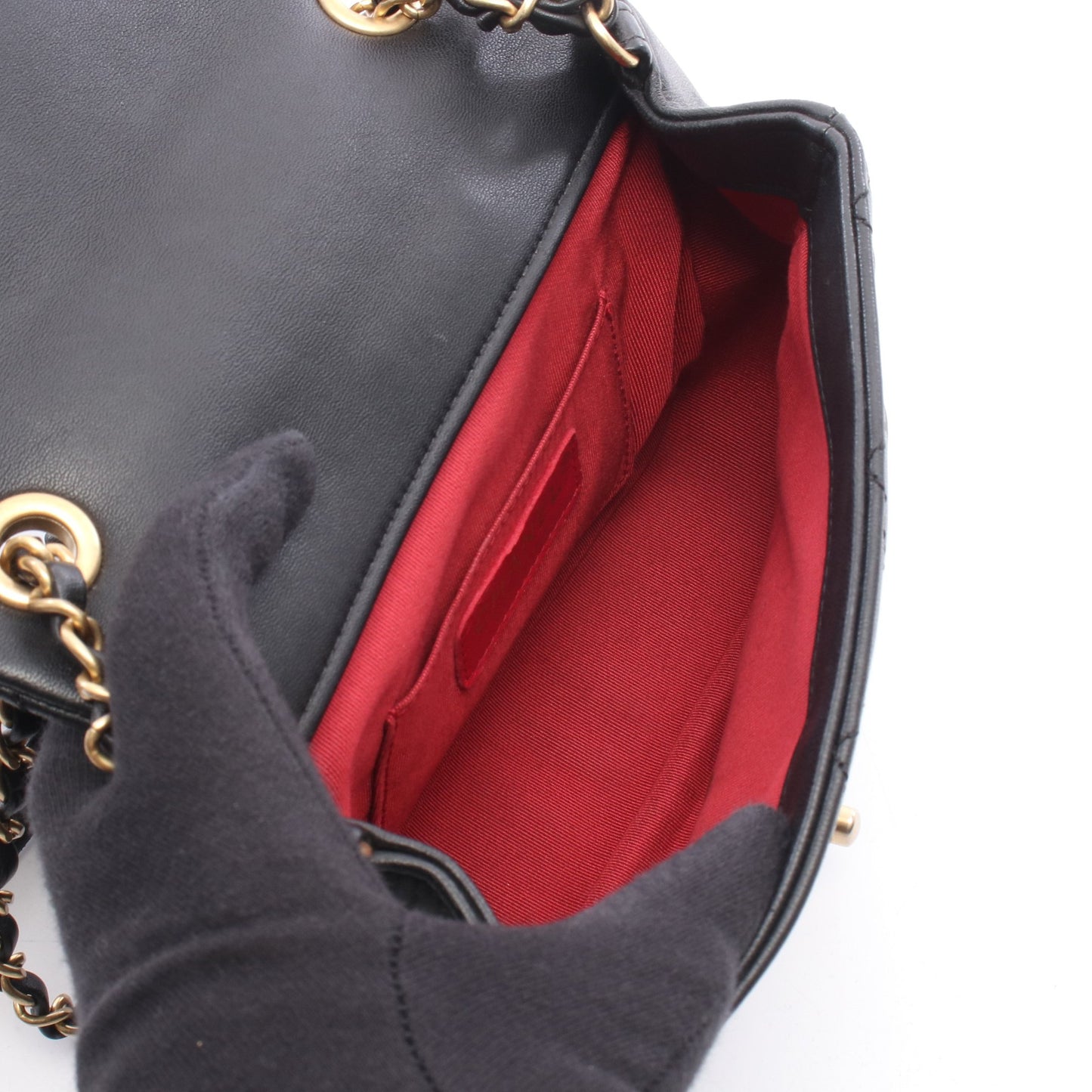 マトラッセ ループハンドル チェーンショルダーバッグ ラムスキン ブラック ゴールド金具 シャネル