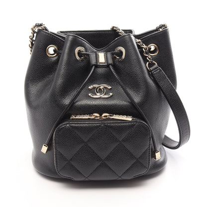 マトラッセ バケットバッグ ショルダーバッグ キャビアスキン ブラック ゴールド金具 シャネル バッグ CHANEL