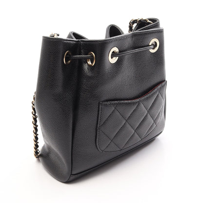 マトラッセ バケットバッグ ショルダーバッグ キャビアスキン ブラック ゴールド金具 シャネル バッグ CHANEL