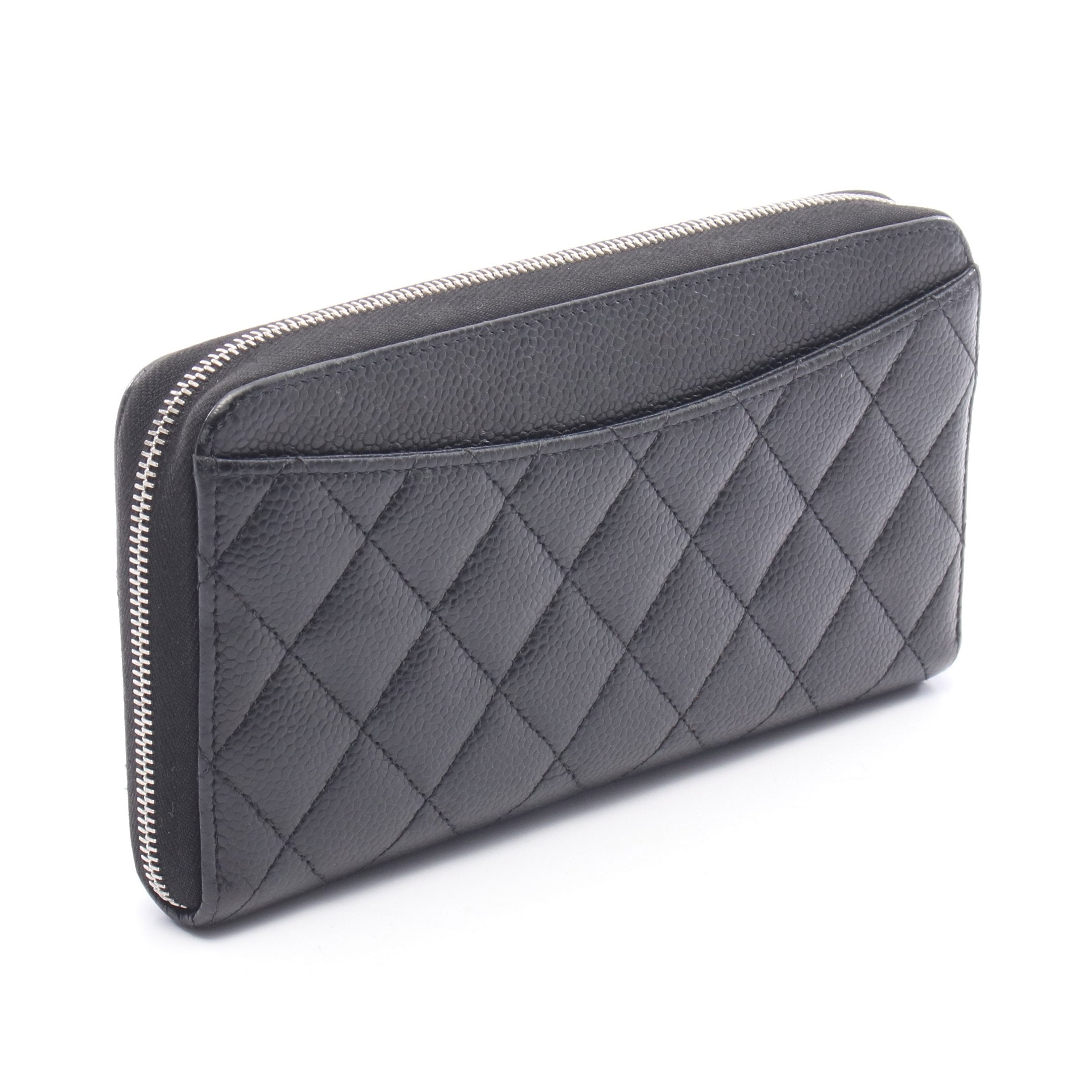 CHANEL　キャビアスキン　ブラック　ラウンドジップ　 長財布　財布 クラシック ロング ジップ ウォレット マトラッセ ラウンドファスナー