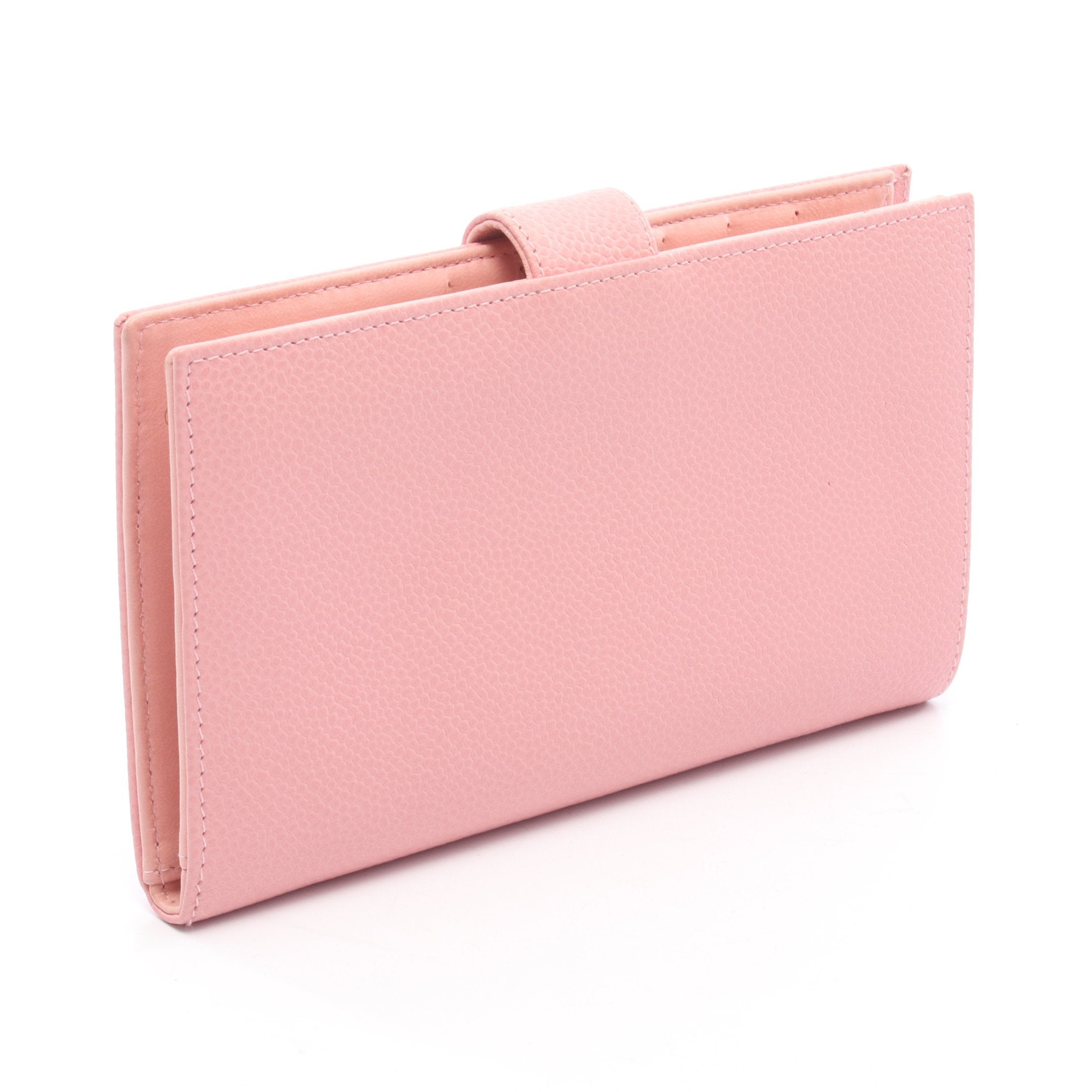 シャネル 長財布 キャビアスキン ココマーク ロングフラップ ウォレット ココマーク 二つ折り長財布 キャビアスキン ピンク ゴールド金具