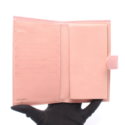 ココマーク 二つ折り長財布 キャビアスキン ピンク ゴールド金具 シャネル