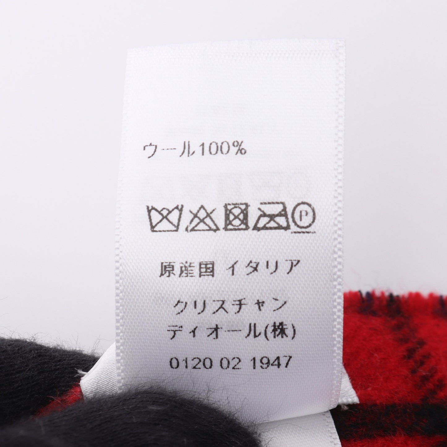 大判 チェック マフラー ストール ウール レッド ネイビー マルチカラー クリスチャンディオール