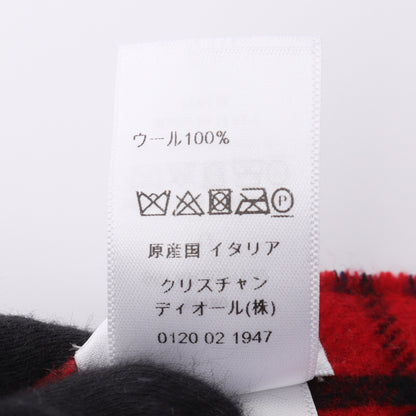 大判 チェック マフラー ストール ウール レッド ネイビー マルチカラー クリスチャンディオール