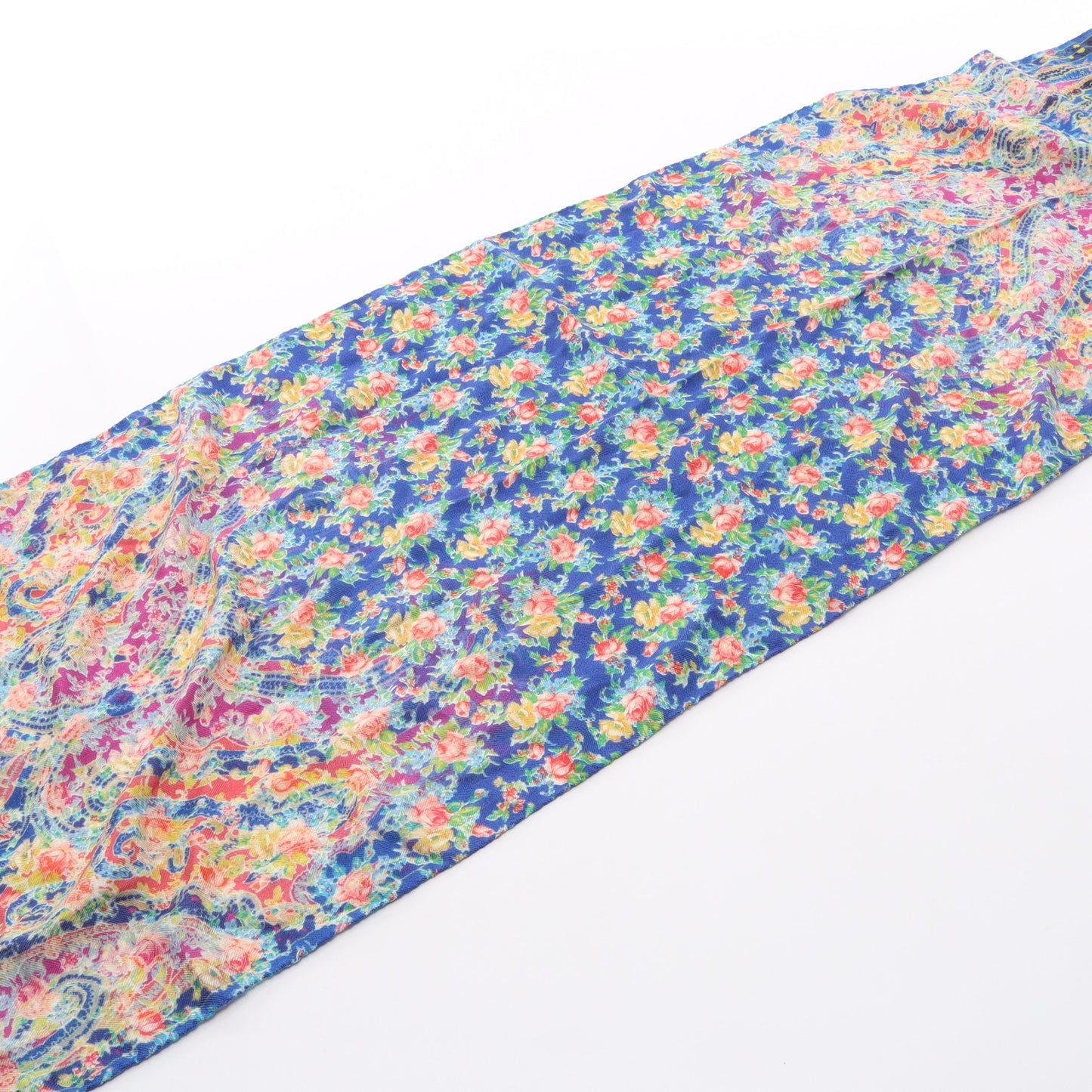 総柄 スカーフ カシミヤ シルク ブルー マルチカラー エトロ 財布・小物 ETRO