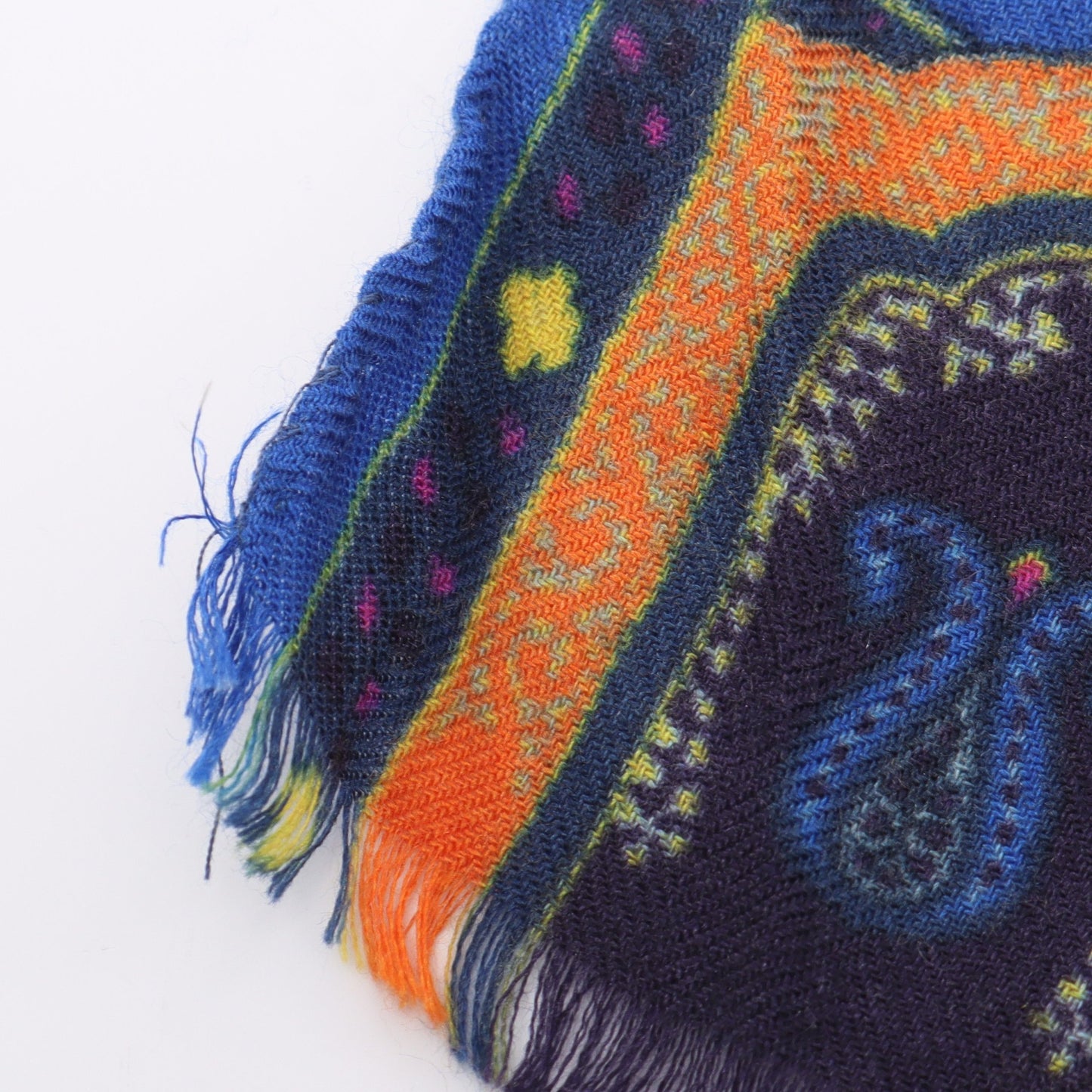 総柄 スカーフ カシミヤ シルク ブルー マルチカラー エトロ 財布・小物 ETRO