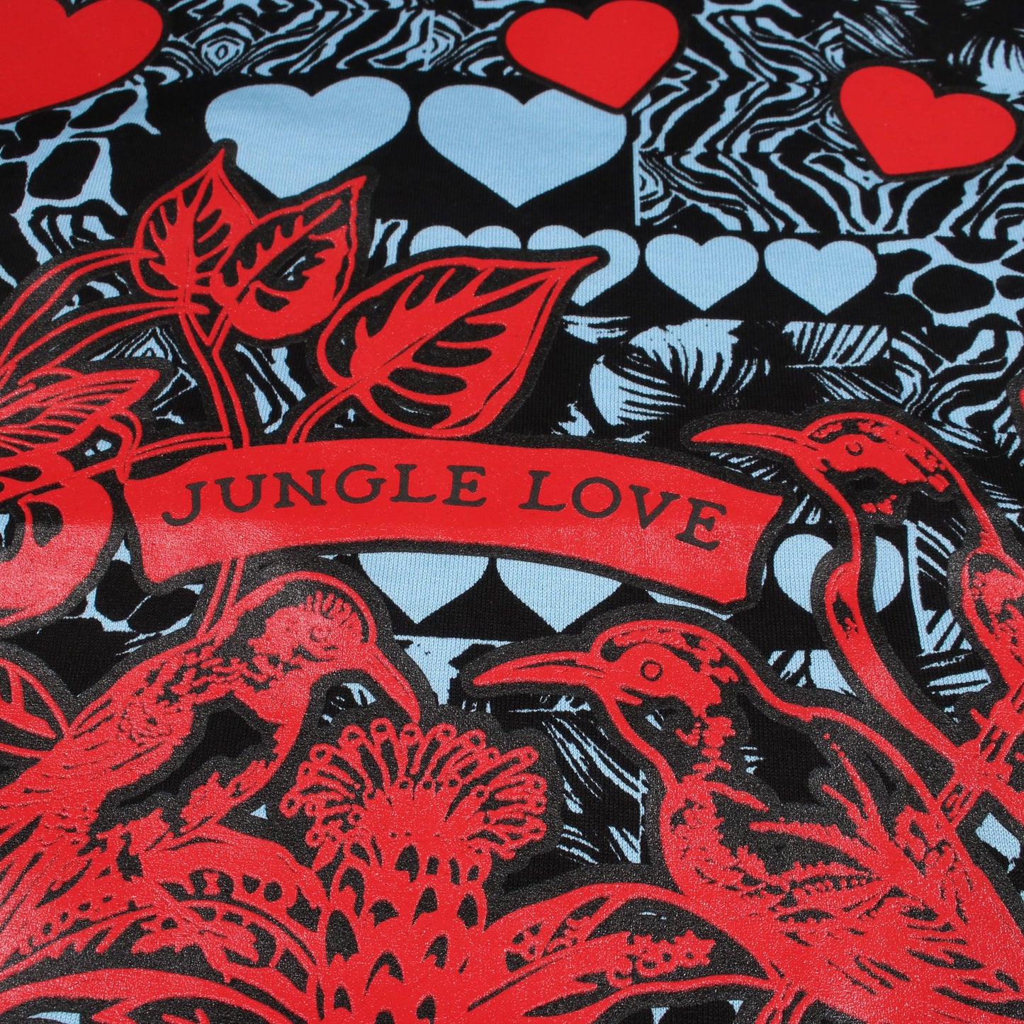 Jungle Love 半袖Tシャツ コットン ライトブルー ブラック レッド エルメス