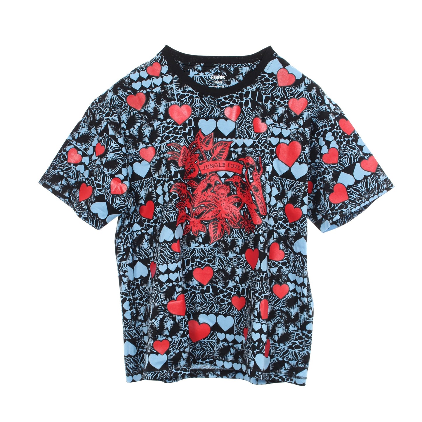 Jungle Love 半袖Tシャツ コットン ライトブルー ブラック レッド エルメス