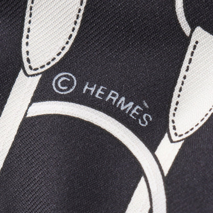 ツイリー Jumping リボン スカーフ シルク ブラック ホワイト マルチカラー エルメス