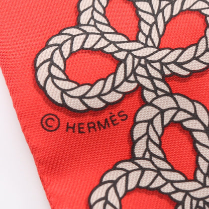 ツイリー Brandebourgs リボン スカーフ シルク レッド ブラウン マルチカラー エルメス 財布・小物 HERMES