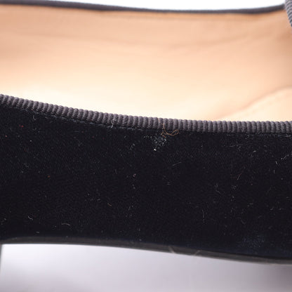 ビジュー フラットシューズ ベルベット ダークネイビー ミュウミュウ シューズ miu miu