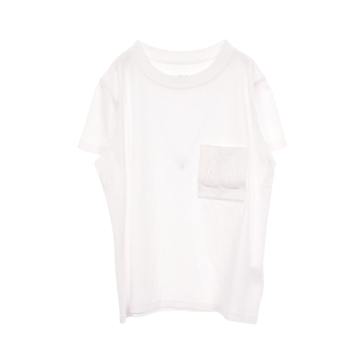 刺繍ポケット 半袖Tシャツ コットン ホワイト エルメス トップス HERMES