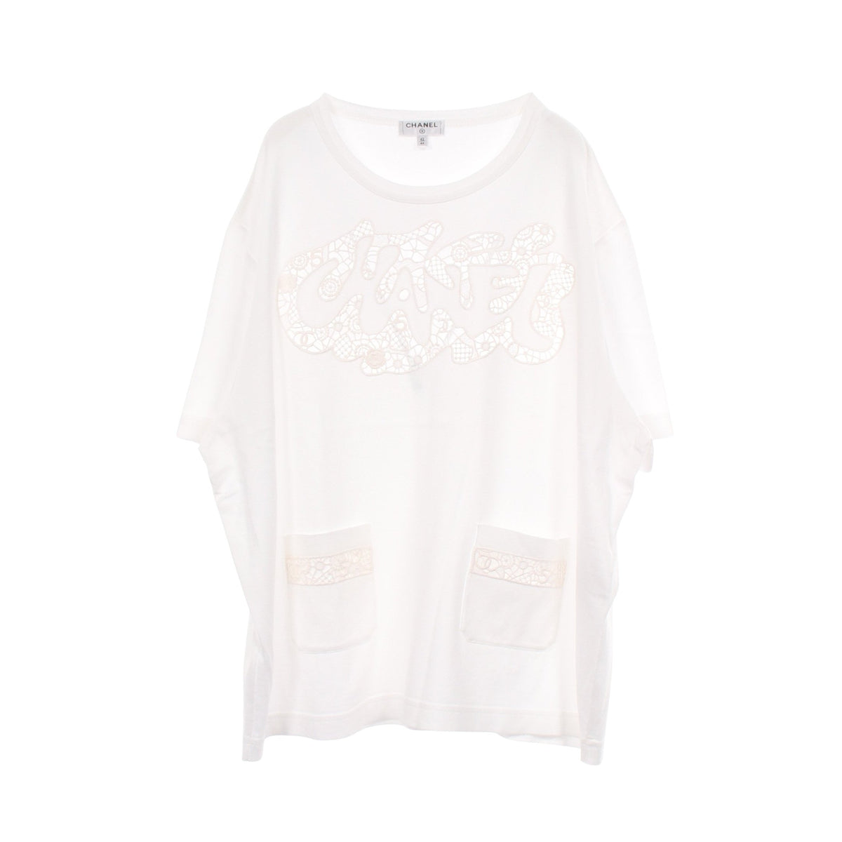 レースロゴ 半袖Tシャツ コットン ホワイト シャネル