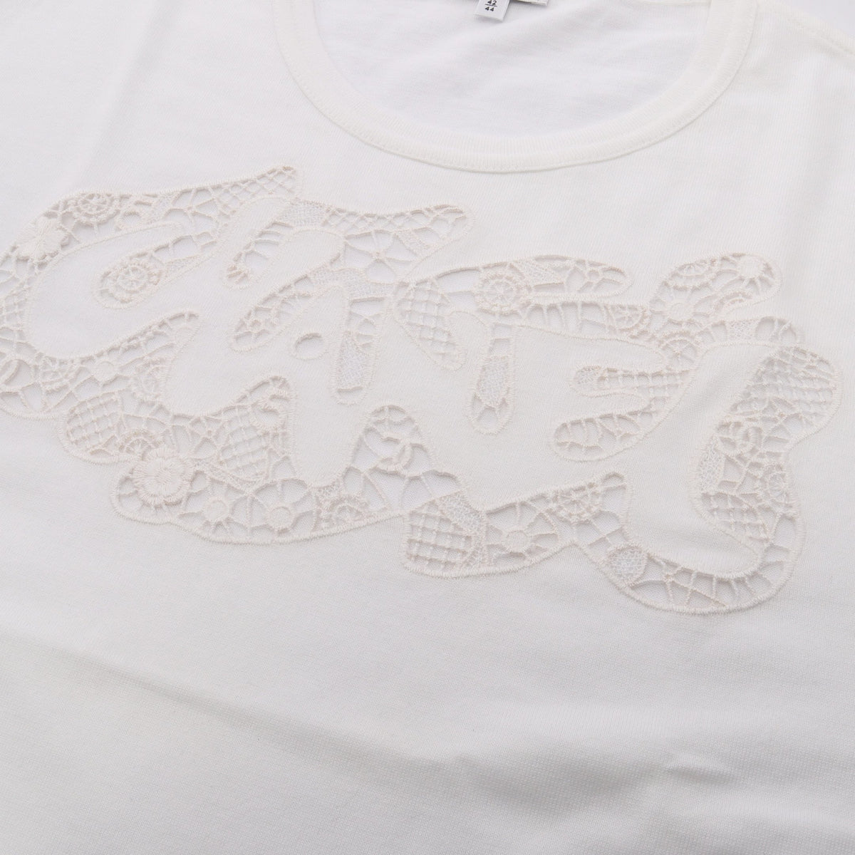 レースロゴ 半袖Tシャツ コットン ホワイト シャネル