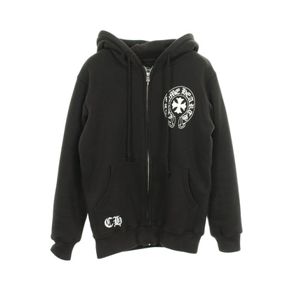 ホースシュー メッセージプリント サーマルライニング ジップアップパーカー コットン ブラック クロムハーツ トップス Chrome Hearts