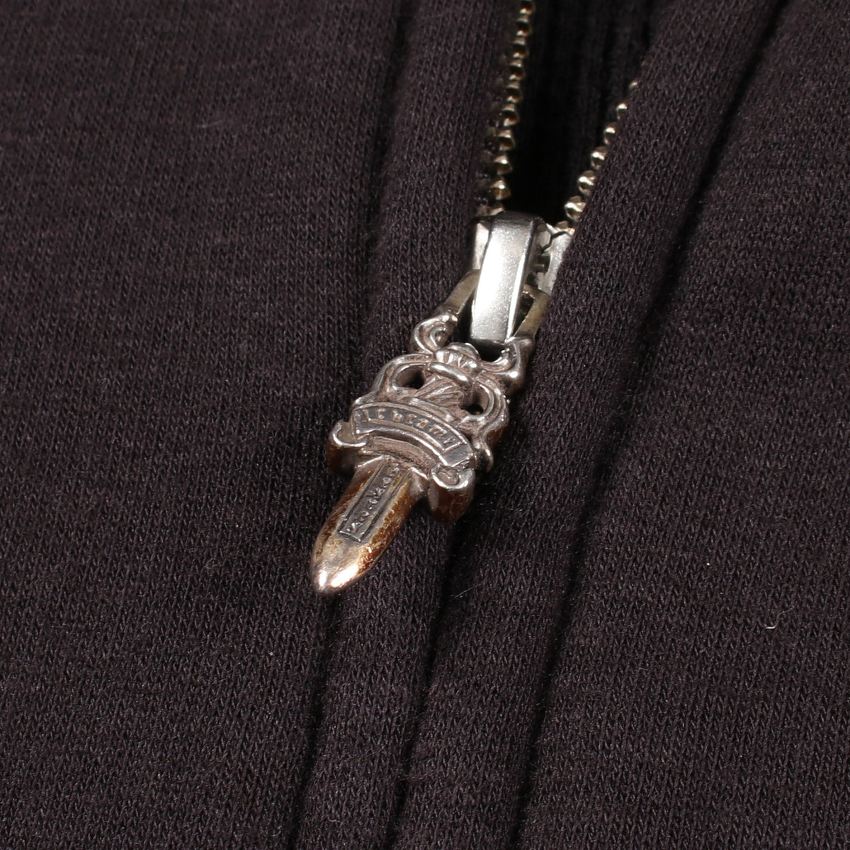 ホースシュー メッセージプリント サーマルライニング ジップアップパーカー コットン ブラック クロムハーツ トップス Chrome Hearts